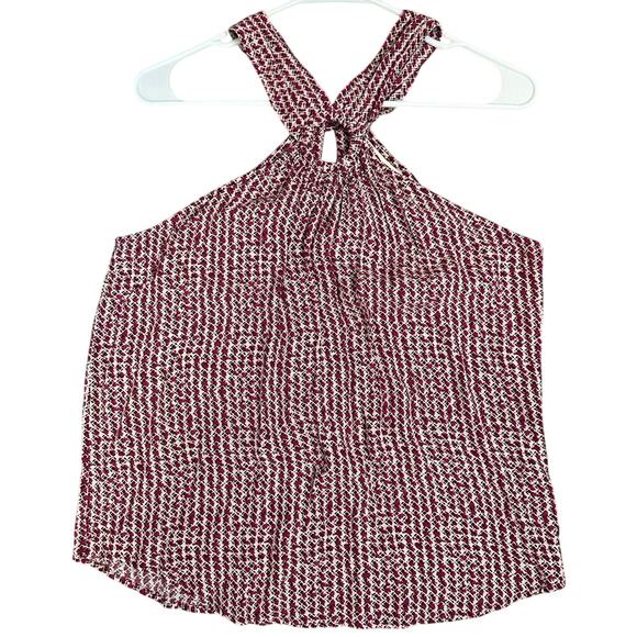 Maeve by Anthropologie Mica Halter Camisole Pink Print Keyhole Neck  Sz 6 - Picture 1 of 6